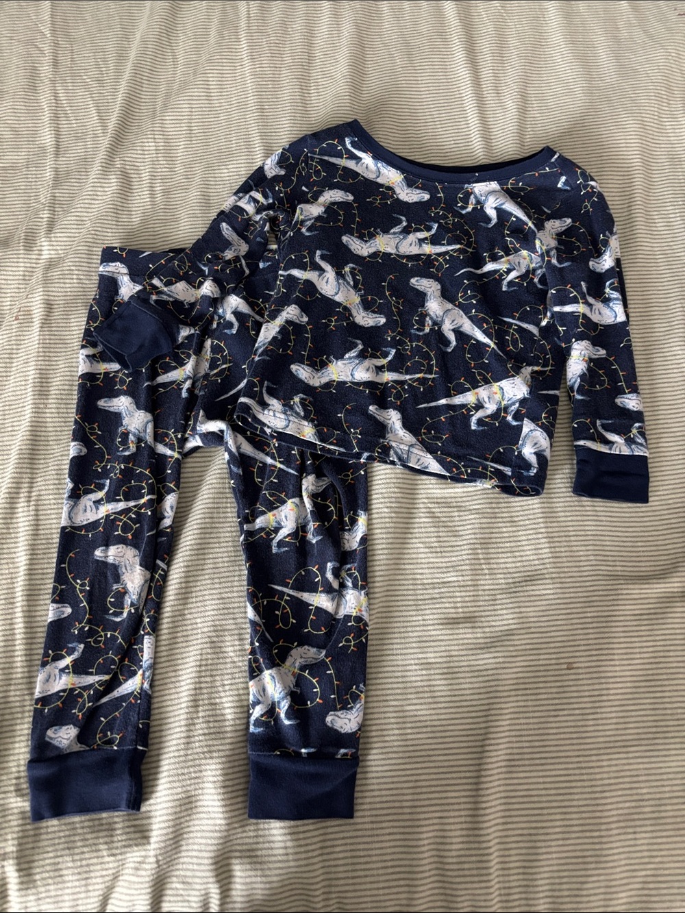 Old Navy Navy Blue Dinosaur Print Toddler Christmas Pajama Set